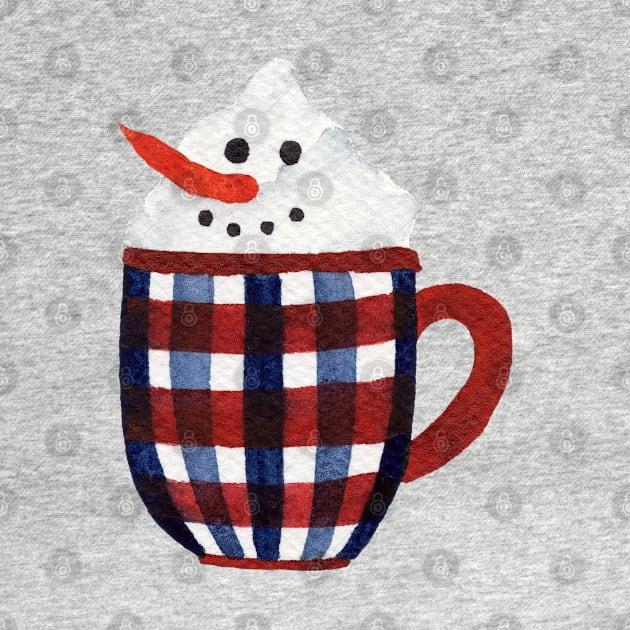 Hot Chocolate Snowman - red and blue checkered pattern mug by SRSigs